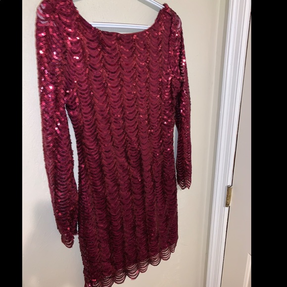 All Sequence Red Long Sleeve Dress - Picture 4 of 5